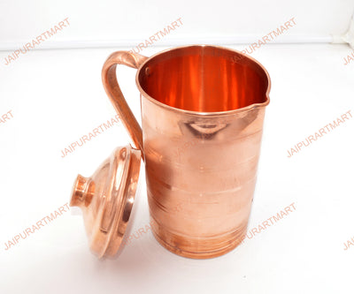 Pure Copper Water Jug Pitcher 50.7 Fl Oz Copper Mug 1.5 Liter, Handmade Gift, Ayurveda Copper, Unique Design Gift, Health Benefits