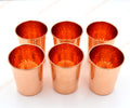 Set of 6 Hammered Pure Copper Drinking Glasses | Handmade Ayurvedic Copper Water Tumblers | Premium Copper Cups