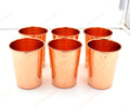 Set of 6 Hammered Pure Copper Drinking Glasses | Handmade Ayurvedic Copper Water Tumblers | Premium Copper Cups