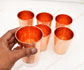 Set of 6 Hammered Pure Copper Drinking Glasses | Handmade Ayurvedic Copper Water Tumblers | Premium Copper Cups
