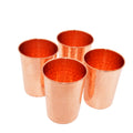 Set of 4 Hammered Pure Copper Drinking Glasses | Handmade Ayurvedic Copper Water Tumblers | Premium Copper Cups