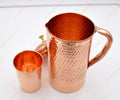 Hammered Pure Copper Water Jug with Copper Glass Set (50.7 fl oz / 1.5 L + 250 ml) | Pure Copper Jug Pitcher