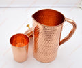 Hammered Pure Copper Water Jug with Copper Glass Set (50.7 fl oz / 1.5 L + 250 ml) | Pure Copper Jug Pitcher