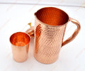 Hammered Pure Copper Water Jug with Copper Glass Set (50.7 fl oz / 1.5 L + 250 ml) | Pure Copper Jug Pitcher