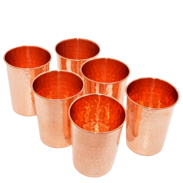 Hammered Copper Glass Set for Daily Water Drinking