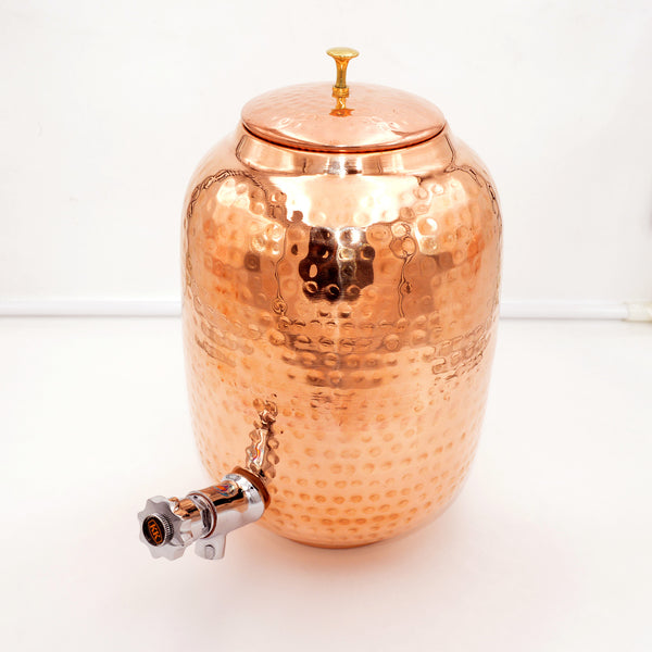 Pure Copper Hammered Matka with Tap for Daily Water Storage