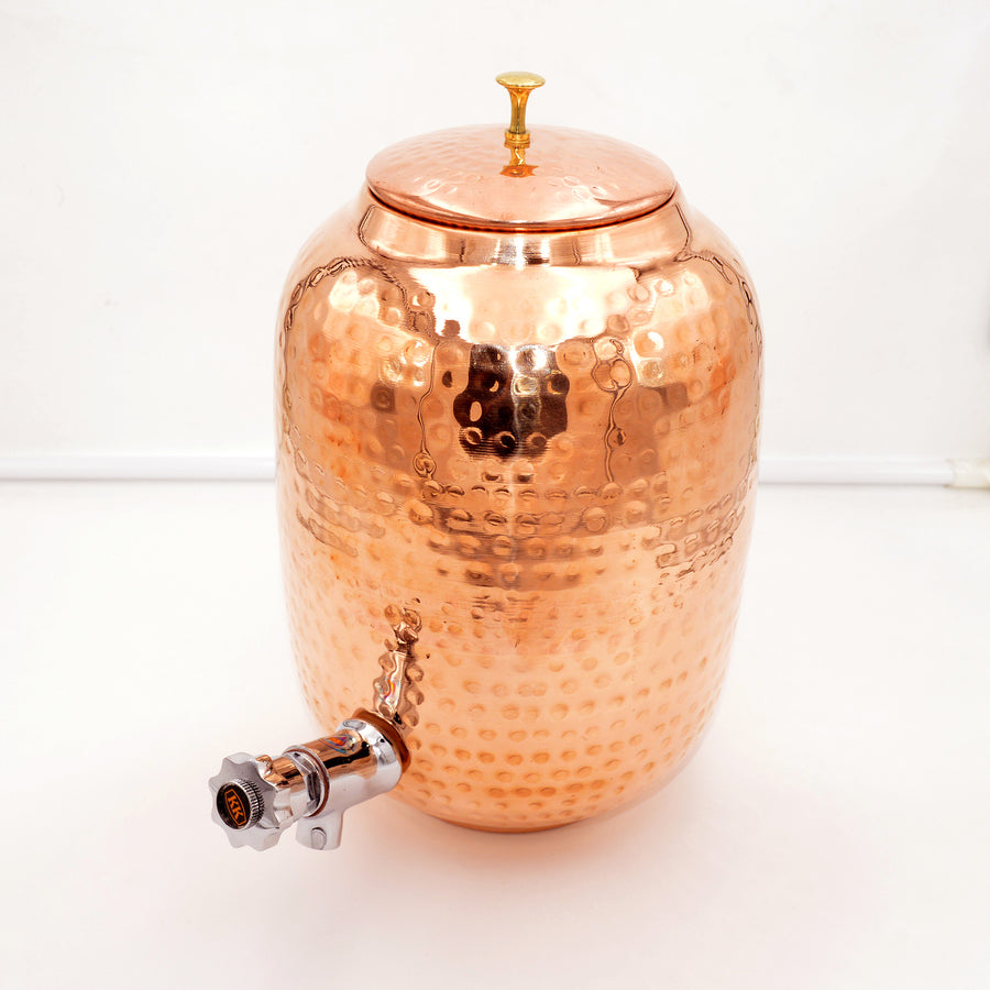 Pure Copper Hammered Matka with Tap for Daily Water Storage