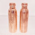1L Pure Copper Water Bottle | Plain & Hammered Finish | Leakproof Drinking Bottle